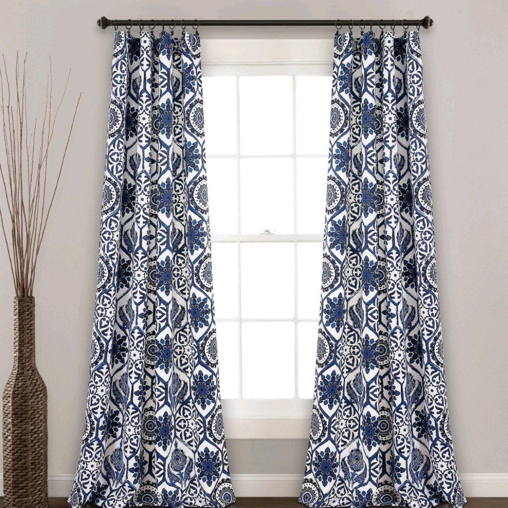 Lush Decor 2pk 52"x95" Light Filtering Marvel Curtain Panels Navy - Accent